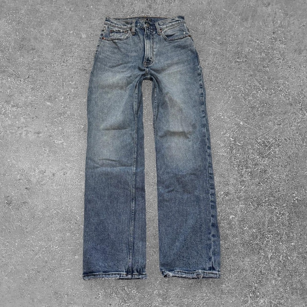 Abercrombie & Fitch Ultra High Rise Straight Jeans Blue Distressed Size 0 25R